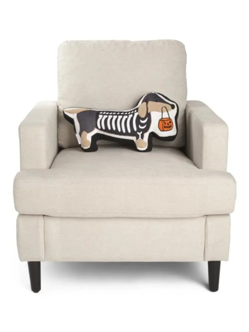 CYNTHIA ROWLEY Skeleton Dachshund Costume Embroidered Pillow